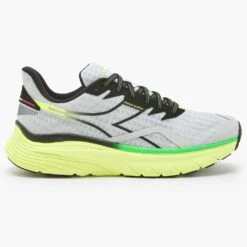 Outlet EasyRoam Footwear Store 7 Diadora Men's Nucleo Running Shoe - Silver/Black/Yellow Fl DD - Regular (D)