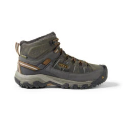 Keen Men's Targhee III Leather Mid Waterproof Hiking Boot - Black Olive/Golden Brown - Wide (2E)