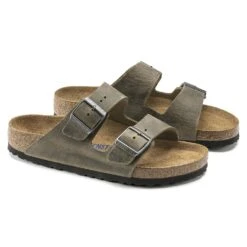 Birkenstock Arizona Soft Footbed Faded Khaki Oiled Nubuck Leather- Regular/Wide -Outlet EasyRoam Footwear Store 1019313 pair