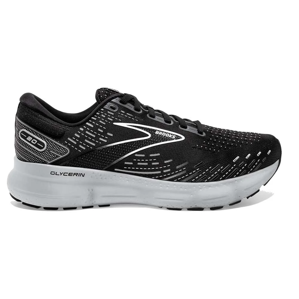 BROOKS Men's Glycerin 20 Running Shoe - Black/White/Alloy - Regular (D) 1 BROOKS Men's Glycerin 20 Running Shoe - Black/White/Alloy - Regular (D)