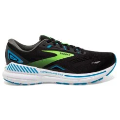 BROOKS Men's Adrenaline GTS 23 Running Shoe- Black/Hawaiian Ocean/Green- Wide (2E)