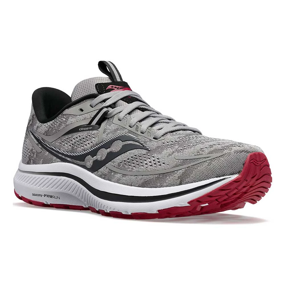 Saucony Men's Omni 21 Running Shoe - Alloy/Garnet- Wide (2E) 2 Saucony Men's Omni 21 Running Shoe - Alloy/Garnet- Wide (2E) - Image 2