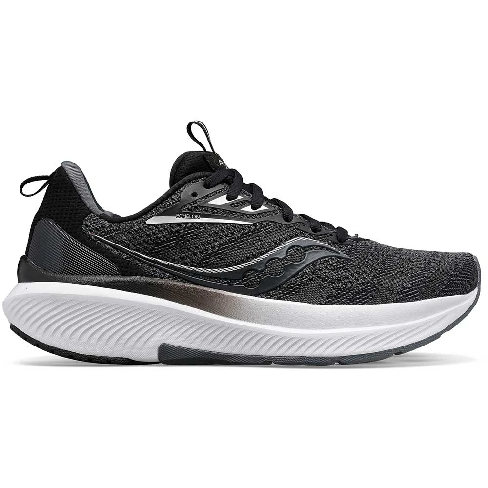 Saucony Men's Echelon 9 Running Shoe- Black/White- Regular (D) 1 Saucony Men's Echelon 9 Running Shoe- Black/White- Regular (D)